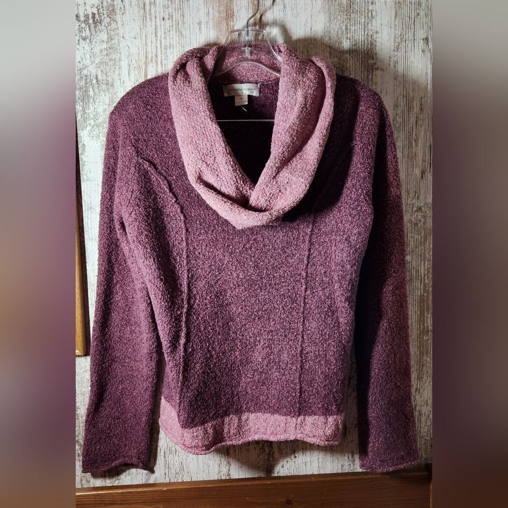 Christopher & Banks Plum and Blush Cowl Neck Sweater